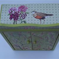 Minischrank "Vögel und Kirschblüten"