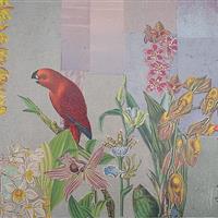 Anmutige Vögel im Orchideenbeet   